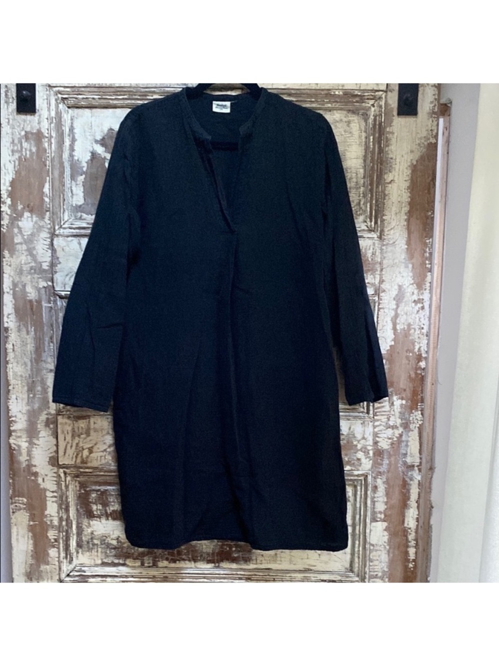 Vintage Black V-Neck Hartford  Alternative Classics, 100% Cotton Dress, Size S